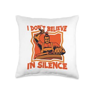 forging tools equipment kit gifts for beginners i don't believe in silence anvil hobby legend blacksmith throw pillow, 16x16, multicolor
