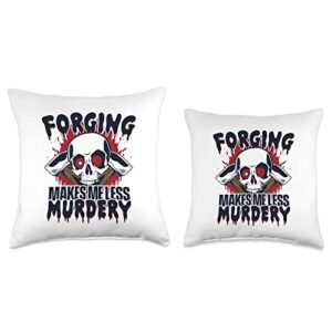 Forging Equipment Starter Kit Gifts For Beginners Makes Me Less Murdery Forging Anvil Blacksmith Throw Pillow, 16x16, Multicolor