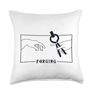 forging tools equipment kit gifts for beginners michelangelo creation of adam forging blacksmith throw pillow, 18x18, multicolor