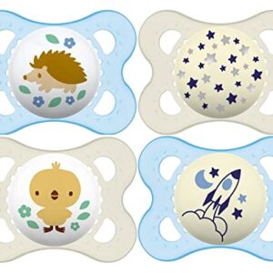 MAM Original Day & Night Baby Pacifier, Nipple Shape Helps Promote Healthy Oral Development, Glows in The Dark, 0-6 Months, Baby Boy, 4 Count