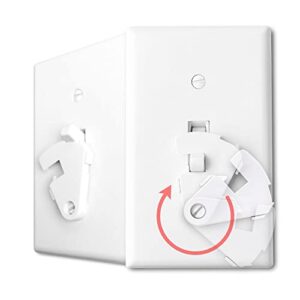 toggle light switch guard, ilivable child proof switch plate cover rotary lock protects your lights from being accidentally turned on or off by children and adults (white, 2 pack)