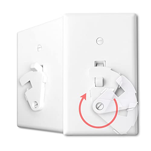 Toggle Light Switch Guard, ILIVABLE Child Proof Switch Plate Cover Rotary Lock Protects Your Lights from Being Accidentally Turned On or Off by Children and Adults (White, 2 Pack)