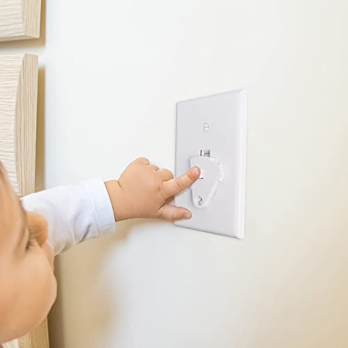 Toggle Light Switch Guard, ILIVABLE Child Proof Switch Plate Cover Rotary Lock Protects Your Lights from Being Accidentally Turned On or Off by Children and Adults (White, 2 Pack)