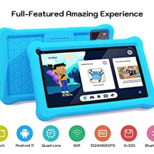 Kids Tablet Android 11 Tablet 7 inch for Kids, 3GB RAM 32GB ROM 128GB Expand,Google Certificated, Kids Software Pre-Installed, Bluetooth, WiFi.……