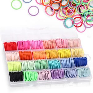 baby hair ties, 336pcs small hair ties for toddler girls, tiny colorful elastics hair bands for infants kids, funtopia multicolor hair ties with organizer box for fine to medium hair (24 colors, 2cm in diameter)