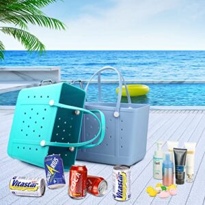 Wasunsen Beach Bag Large Rubber Beach Tote Bag with Holes, Washable Open Tote Handbag for Seaside Boat Pool Picnic 19x9x13 Inch