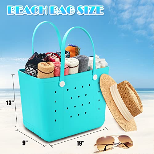 Wasunsen Beach Bag Large Rubber Beach Tote Bag with Holes, Washable Open Tote Handbag for Seaside Boat Pool Picnic 19x9x13 Inch