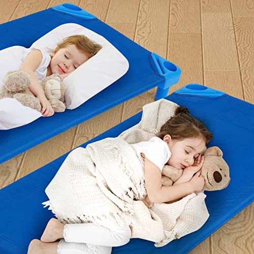 HONEY JOY Kids Daycare Cots, Pack of 6, 52” L Stackable Toddler Nap Cots for Resting, Naptime, Easy Lift Corners, Ready-to-Assemble, Heavy Duty Sleeping Cots for Preschool Nursery Classroom