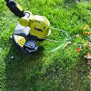 String Trimmer, SEYVUM 12-inch Cordless Weed Wacker with Auto Line Feed, 2 X 2.0Ah Battery Powered Weed Eater, 20V Lawn Edger with 6 Pcs Grass Cutter Spool Line, Fast Charger Included