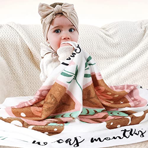 Eunikroko Boho Baby Blanket Butterfly Monthly Milestone Bohemian Floral Girl Photo Prop Sage Green and Pink Blanket Ideas for Baby Stuff Shower Newborn Decorations Nursery Gift Decor Expecting Mom
