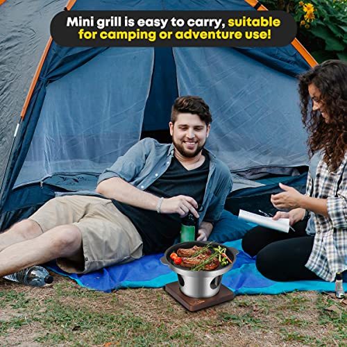 BriSunshine Small BBQ Grill, Tabletop Non-stick Japanese Hibachi Grill Yakiniku Grills Indoor, Mini Lightweight Grill with 3 Grille Mesh for Camping Picnic Seaside