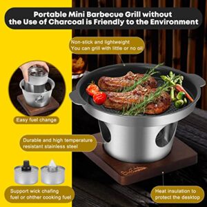 BriSunshine Small BBQ Grill, Tabletop Non-stick Japanese Hibachi Grill Yakiniku Grills Indoor, Mini Lightweight Grill with 3 Grille Mesh for Camping Picnic Seaside