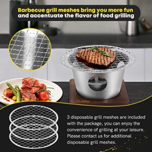 BriSunshine Small BBQ Grill, Tabletop Non-stick Japanese Hibachi Grill Yakiniku Grills Indoor, Mini Lightweight Grill with 3 Grille Mesh for Camping Picnic Seaside