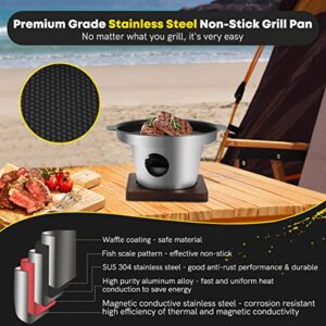 BriSunshine Small BBQ Grill, Tabletop Non-stick Japanese Hibachi Grill Yakiniku Grills Indoor, Mini Lightweight Grill with 3 Grille Mesh for Camping Picnic Seaside