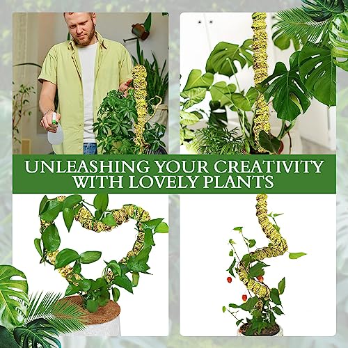 2 Pcs Moss Pole for Plants Monstera - 25 Inch Bendable Plant Stakes for Indoor, Moss Poles for Climbing Plants, Handmade Mossy Rod Plant Support for Creeper Plants Grow Upwards