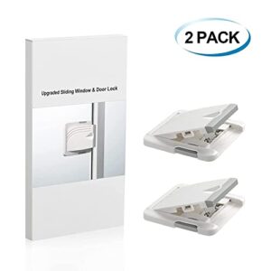 Sliding Door Lock for Child Safety - Sliding Closet Door Lock -sliding door baby and Pets proof- No Drill Tools Needed - 2 pack Perfect for Sliding Windows, Patios Doors, Closet Doors,Cabinet Doors