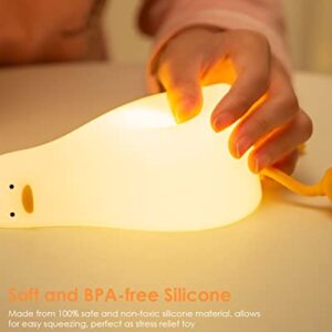 Cute Silicone Duck Night Light, 3 Level Dimmable Touch Control Rechargeable Beside Nursery Lamp, Squishy Kawaii Stuff Desk Room Decor, Nightlight for Breastfeeding, Toddler, Baby, Kids, Girls Gifts