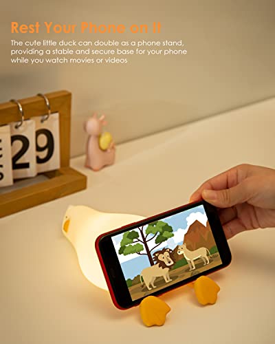 Cute Silicone Duck Night Light, 3 Level Dimmable Touch Control Rechargeable Beside Nursery Lamp, Squishy Kawaii Stuff Desk Room Decor, Nightlight for Breastfeeding, Toddler, Baby, Kids, Girls Gifts