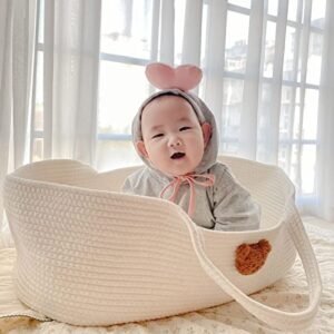 Baby Sleeping Basket, Foldable Safety Baby Carry Basket Portable Newborn Carrying Basket (White)