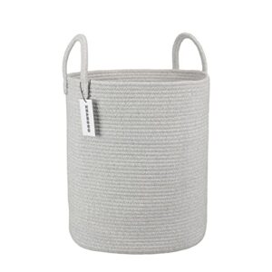 xuanguo cotton rope laundry basket hamper for clothes woven storage basket for living room bedroom boho tall rope baskets for blanket toys pillow towels baby nursery hamper bin large light grey