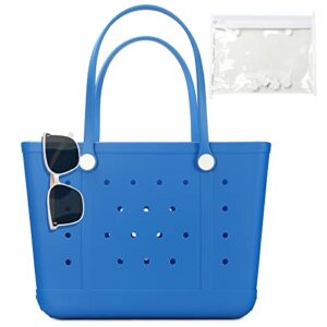 myhozee beach bag large rubber tote bag with holes,for women，washable open tote handbag waterproof tote swim bag for beach pool sports market outdoor shopping