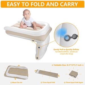 Eaersan Inflatable Toddler Airplane Bed Portable Toddler Travel Baby Bed for Airplane Car High Speed Rail Seat Infant Airplane Bed Included Inflatable Travel Bed Manual Pump Seat Belt and Travel Bag