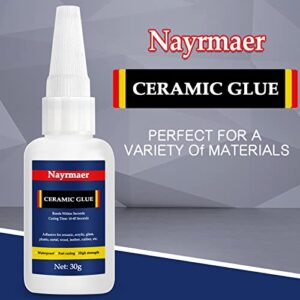 Ceramic Glue, 30g Glue for Porcelain and Pottery Repair, Instant Strong Glue for Pottery, Porcelain, Glass, Plastic, Metal, Rubber and DIY Craft
