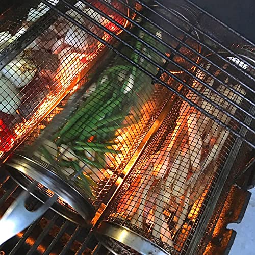 2023 new Stainless Steel Barbecue Cooking Grill Grate - Outdoor Round BBQ Campfire Grill Grid - Camping Picnic Cookware (2PCS 30com)
