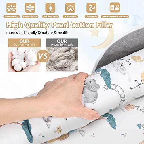 Baby Lounger Cover Adjustable Baby Nest Cover for Co Sleeping, Ultra Soft Cotton Baby Bed Cover Perfect for Traveling and Napping(Grey Lion)