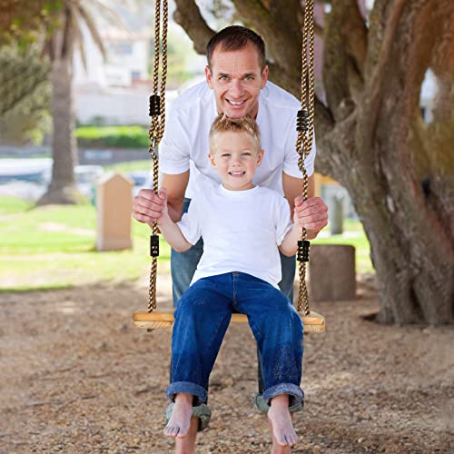 EXTFANS Wood Tree Swing Seat, Swing Set for Children Adult Kids, 15.7 * 6.3 * 0.63 Inch, Adjustable Rope Swings for Yard Indoor Outdoor Backyard Garden Playground Use