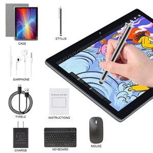 Fivahiva 2023 Newest Android 12 Tablet 10 inch with Keyboard Case Bundle,4GB+64GB ROM/512GB Expansion Gaming Tablets,2MP+8MP Dual Cameras,Quad Core Processor,WiFi,Bluetooth,1280x800 IPS HD Display