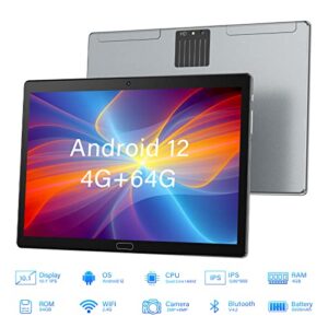 Fivahiva 2023 Newest Android 12 Tablet 10 inch with Keyboard Case Bundle,4GB+64GB ROM/512GB Expansion Gaming Tablets,2MP+8MP Dual Cameras,Quad Core Processor,WiFi,Bluetooth,1280x800 IPS HD Display