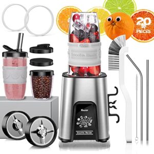 vewior 20 pieces smoothie blender for shakes and smoothies, 1000w blenders for kitchen, protein drinks, bullet personal blender with 2 * 22oz smoothie cups with lids