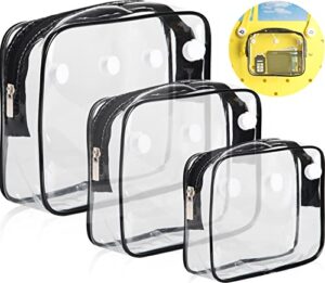 3 packs clear bogg beach tote bag accessories-clear designer zipper insert bag(for 19*15*9.5 and 15*13*5.25), travel makeup clean toiletry brush organizer cosmetic divider storage inner pouch (black)