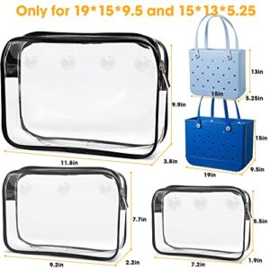 3 Packs Clear Bogg Beach Tote Bag Accessories-clear Designer Zipper Insert Bag(for 19*15*9.5 and 15*13*5.25), Travel Makeup Clean Toiletry Brush Organizer Cosmetic Divider Storage Inner Pouch (Black)