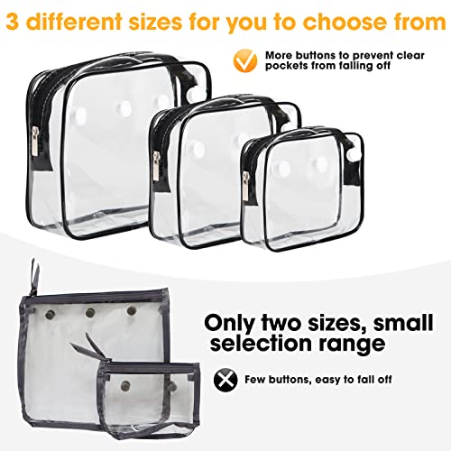 3 Packs Clear Bogg Beach Tote Bag Accessories-clear Designer Zipper Insert Bag(for 19*15*9.5 and 15*13*5.25), Travel Makeup Clean Toiletry Brush Organizer Cosmetic Divider Storage Inner Pouch (Black)