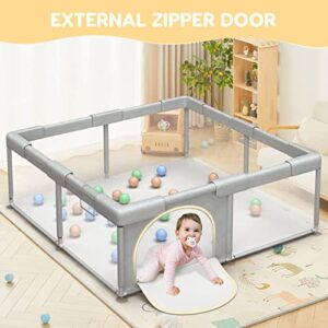 Baby Playpen Baby Playard, Playpen for Babies and Toddlers with Gate, 50x50 Baby Fence, Sturdy Safety Playpen, Indoor & Outdoor Kids Activity Center (with Anti-Slip Base)