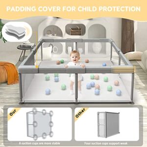 Baby Playpen Baby Playard, Playpen for Babies and Toddlers with Gate, 50x50 Baby Fence, Sturdy Safety Playpen, Indoor & Outdoor Kids Activity Center (with Anti-Slip Base)