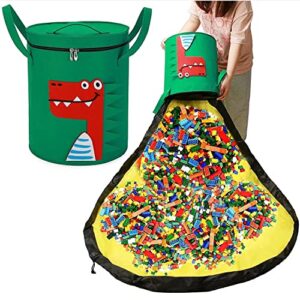 tiayia - slide away toy storage organizer with zipper & play mat for kids - organizer storage bin for toys - kids toy box for boys & girls - playroom storage - toy holders for kids rooms (dinosaur-a)