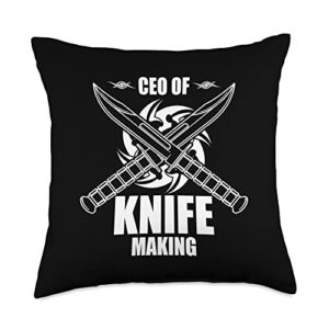 knife making bladesmith knives forging knife making bladesmith knives knifemaker forging throw pillow, 18x18, multicolor