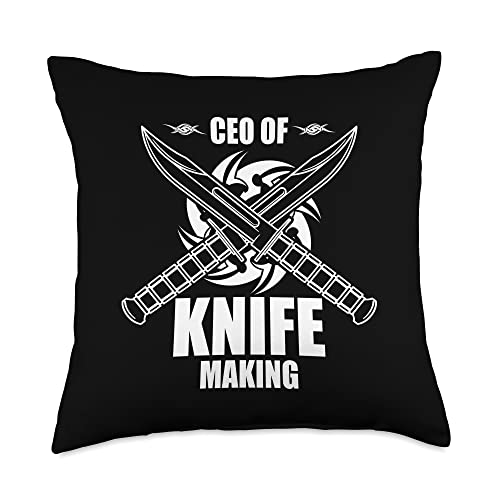 Knife Making Bladesmith Knives Forging Knife Making Bladesmith Knives Knifemaker Forging Throw Pillow, 18x18, Multicolor