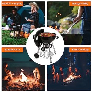 Hykolity 22 in. Kettle Charcoal Grill, Kettle Grill with Wheels, Built-In Thermometer, Porcelain-Enameled Lid and Bowl, Slide Out Ash Catcher, Charcoal BBQ Grill for Outdoor Cooking, Patio, Backyard