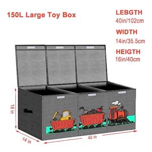 ZNOOOE Toy Box For Boys,Foldable Toy Box,Toy Chest With Lid,Toy Boxes For Kids Extra Large Suitable For Nursery,Playroom,Closet,Family,Toy Storage Train Pattern