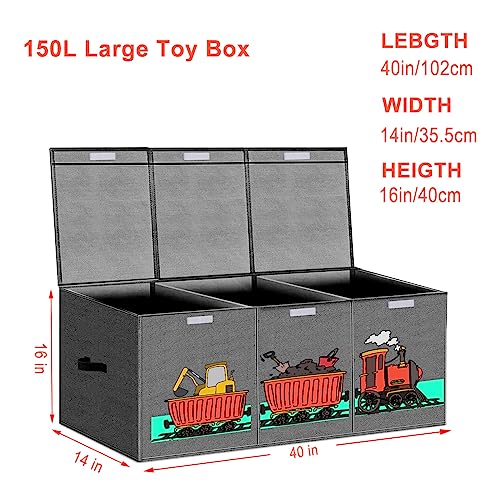 ZNOOOE Toy Box For Boys,Foldable Toy Box,Toy Chest With Lid,Toy Boxes For Kids Extra Large Suitable For Nursery,Playroom,Closet,Family,Toy Storage Train Pattern