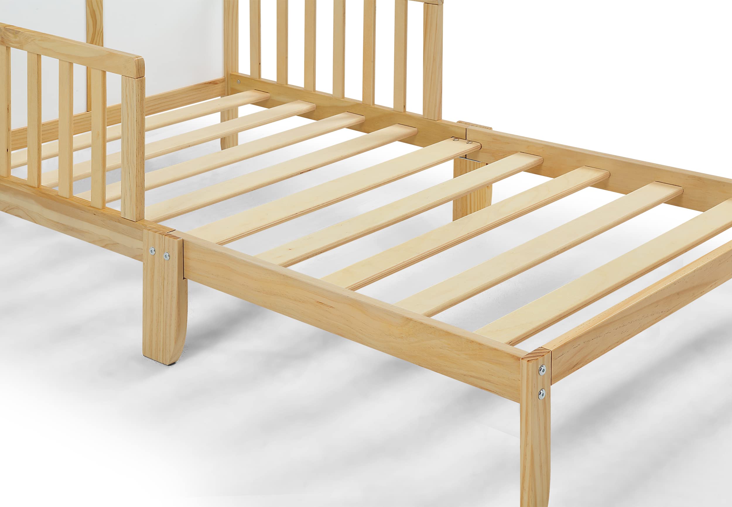 CITYLIGHT Toddler Bed Frame with Safety Guardrails, Solid Wood Toddler Bed for Kids, Boys & Girls, Easy to Assemble- Greenguard Gold Certified, Natural/White