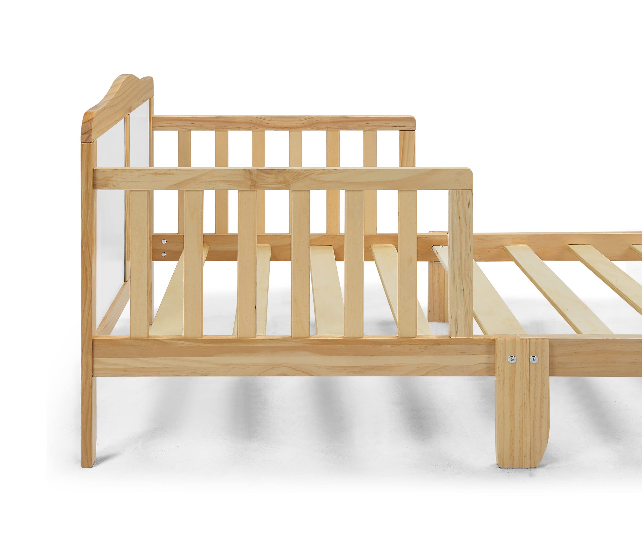 CITYLIGHT Toddler Bed Frame with Safety Guardrails, Solid Wood Toddler Bed for Kids, Boys & Girls, Easy to Assemble- Greenguard Gold Certified, Natural/White