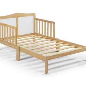 CITYLIGHT Toddler Bed Frame with Safety Guardrails, Solid Wood Toddler Bed for Kids, Boys & Girls, Easy to Assemble- Greenguard Gold Certified, Natural/White