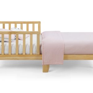 CITYLIGHT Toddler Bed Frame with Safety Guardrails, Solid Wood Toddler Bed for Kids, Boys & Girls, Easy to Assemble- Greenguard Gold Certified, Natural/White