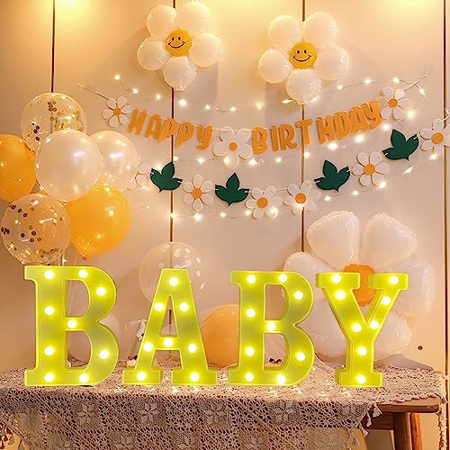 4 Warm White BABY Marquee Light Up Letters, Large BABY Led Light Sign, Perfect for Baby Shower Birthday Home Bedroom Nursery Room Table Wall Decor