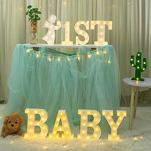 4 Warm White BABY Marquee Light Up Letters, Large BABY Led Light Sign, Perfect for Baby Shower Birthday Home Bedroom Nursery Room Table Wall Decor